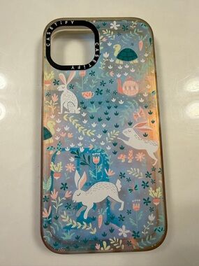 Casetify Transparent Iridescent Floral Bunny iPhone 13 Case